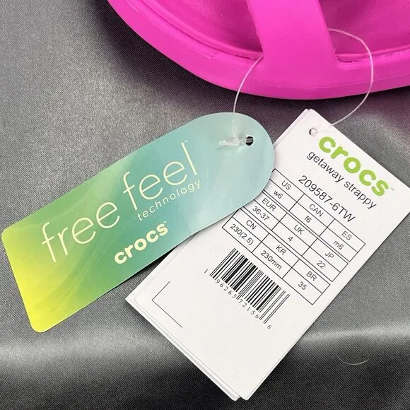 Crocs Getaway Strappy Sandals Women's 6 Pink Crush Flip Flop Beach Outdoor Slide