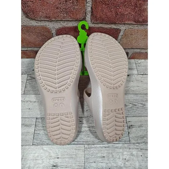 Crocs Kadee II Shimmer Sandal Girls Size 4 Strappy 211713-6UR NWT