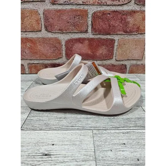 Crocs Kadee II Shimmer Sandal Girls Size 4 Strappy 211713-6UR NWT