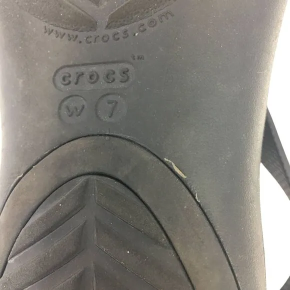Crocs Serena T-Strap Iconic Comfort Slingback Beach Sandals Black Women's Size 7