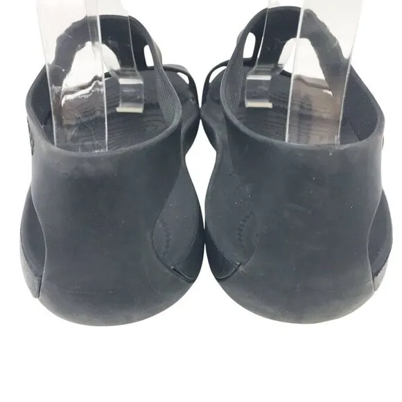 Crocs Serena T-Strap Iconic Comfort Slingback Beach Sandals Black Women's Size 7