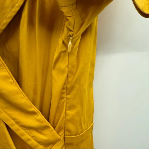 Cult Gaia Calista Short Sleeve Faux Wrap Midi Dress in‎ Tumeric Gold Yellow Sz 2
