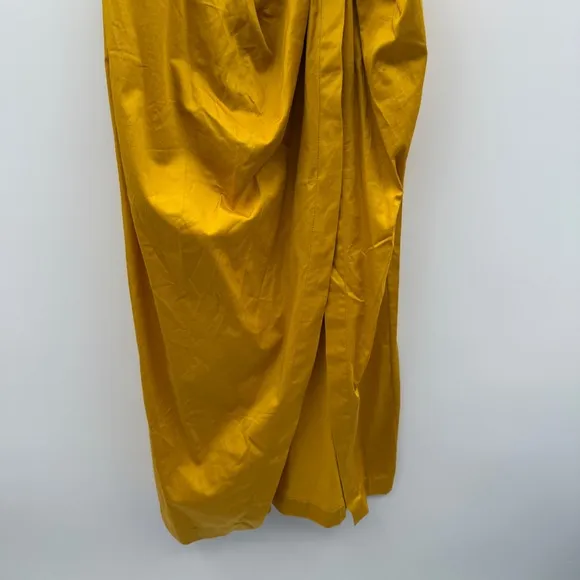 Cult Gaia Calista Short Sleeve Faux Wrap Midi Dress in‎ Tumeric Gold Yellow Sz 2