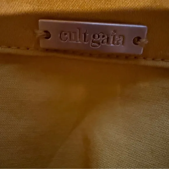 Cult Gaia Calista Short Sleeve Faux Wrap Midi Dress in‎ Tumeric Gold Yellow Sz 2