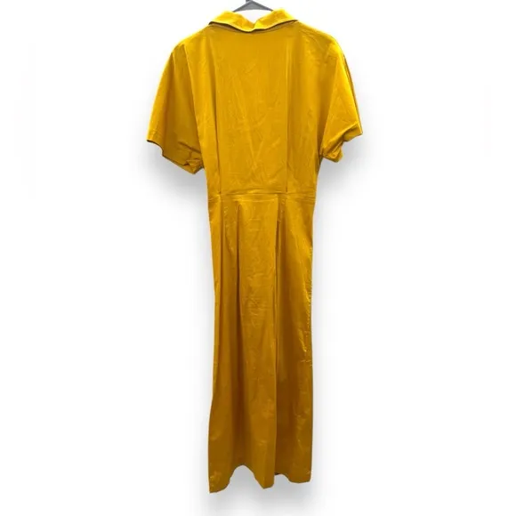 Cult Gaia Calista Short Sleeve Faux Wrap Midi Dress in‎ Tumeric Gold Yellow Sz 2