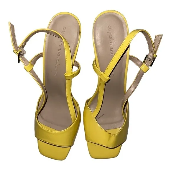 CUPCAKES &amp; CASHMERE Revolve Yeeva Open Toe Slingback Sandals Yellow Size 10