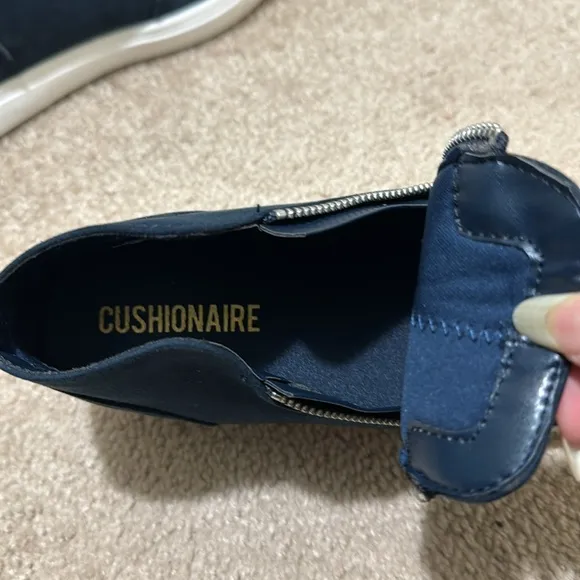 Cushionaire Navy Blue Hidden Wedge Boots Double Zipper Size 8M