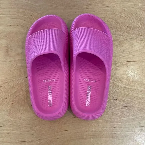 Cushionaire Womens Feather Cloud Recovery Comfort Slide Sandals Hot Pink Size 8