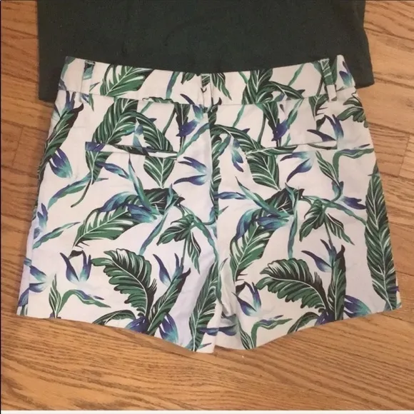 Dalia palm leave print shorts in white/ green