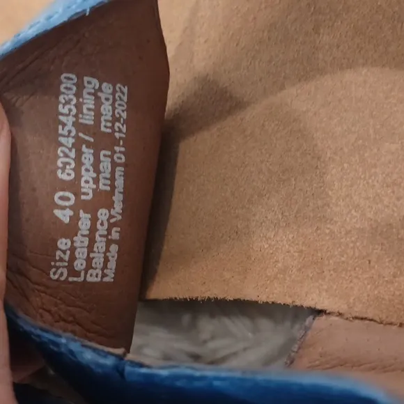 Dansko Reece Waxy Burnished Blue Leather Sandals Cork Footbed NEW SZ EU 40