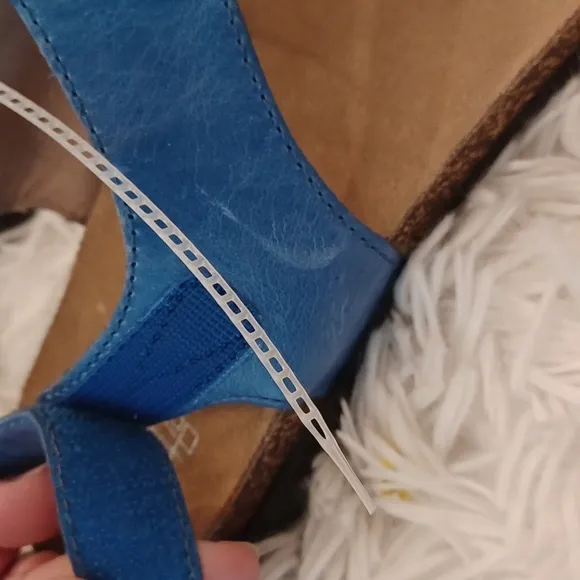 Dansko Reece Waxy Burnished Blue Leather Sandals Cork Footbed NEW SZ EU 40