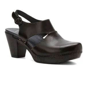 DANSKO RILEY Clogs Slingback Heels SZ 7 Black Leather Comfort Professional EUC
