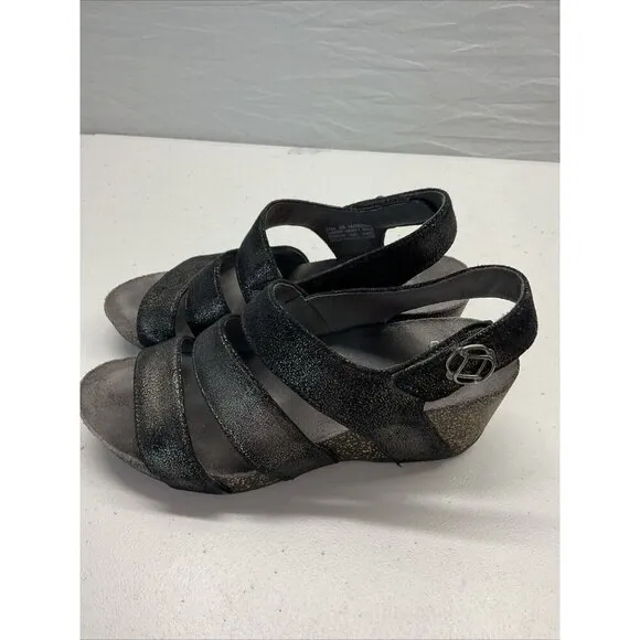 Dansko Women’s Stacey Wedge Sandals Size EU 38 / US 7.5 8 Black Metallic