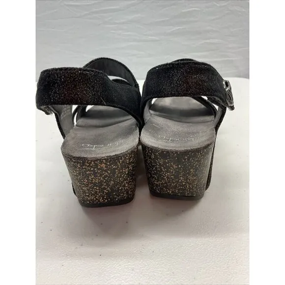 Dansko Women’s Stacey Wedge Sandals Size EU 38 / US 7.5 8 Black Metallic