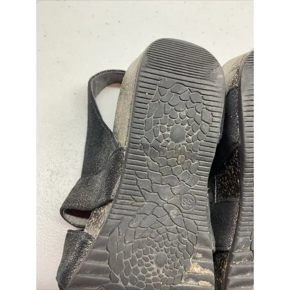 Dansko Women’s Stacey Wedge Sandals Size EU 38 / US 7.5 8 Black Metallic
