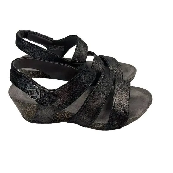 Dansko Women’s Stacey Wedge Sandals Size EU 38 / US 7.5 8 Black Metallic