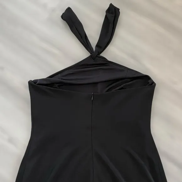 David Meister Black Tube Top Midi A-Line Dress with Tie Detail at Chest - 14