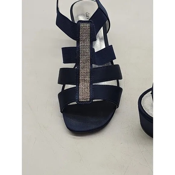 David Tate Dress Sandals Eve Navy Size 5M Glitter EUC