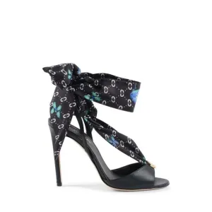 Dee Ocleppo Evelyn Silk Printed Heel Women Black Sandals