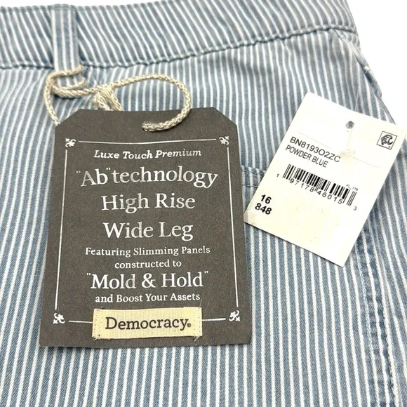 Democracy Ab Technology Railroad Stripe Wide Leg Ankle Crop Pants Size 16