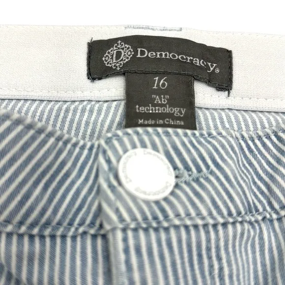 Democracy Ab Technology Railroad Stripe Wide Leg Ankle Crop Pants Size 16