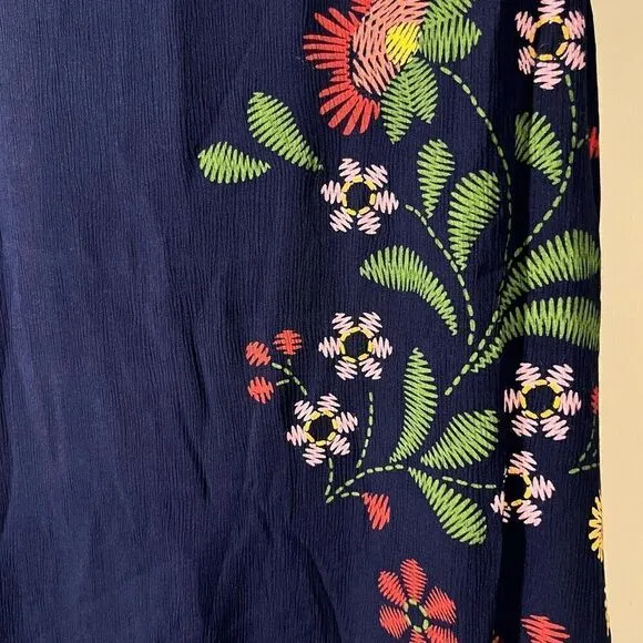Desigual Navy Blue Rayon Casual Sleeveless Knee Length Floral Dress M