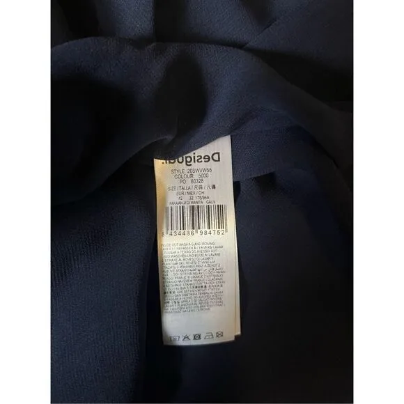 Desigual Navy Blue Rayon Casual Sleeveless Knee Length Floral Dress M