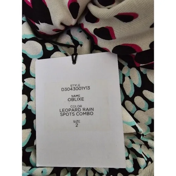 Diane von Furstenberg DVF OBLIXE Mini Short SILK Dress Leopard Rain Size…