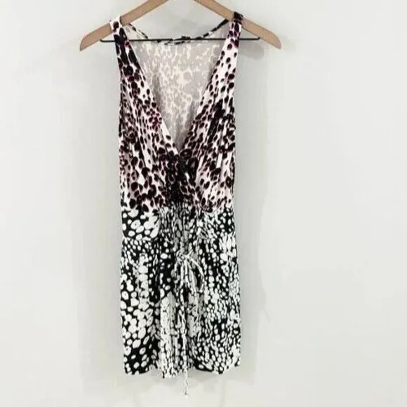 Diane von Furstenberg DVF OBLIXE Mini Short SILK Dress Leopard Rain Size…