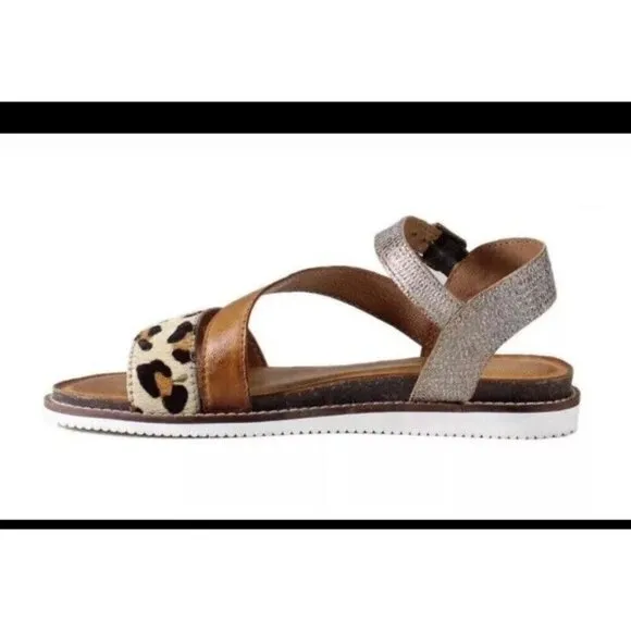 Diba True NEW Women’s Leopard Print And Gold Leather  Fiesta Time Sandals 8