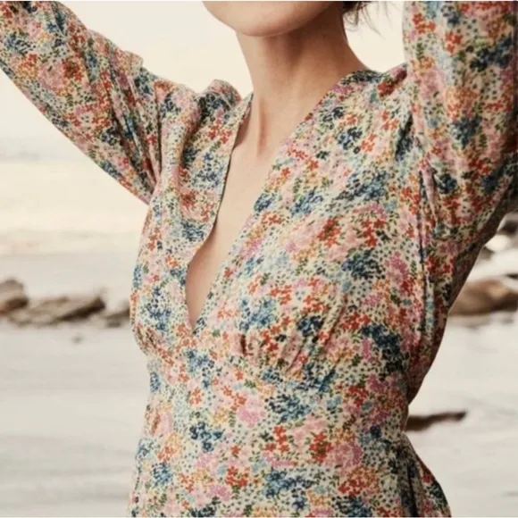 Doen Charleston Dress in Cream Ladybird Floral