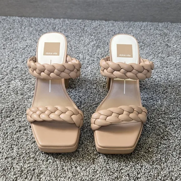 Dolce Vita Ashby Cafe Stella Women's Tan Braided Block Heel Sandals NEW size 7