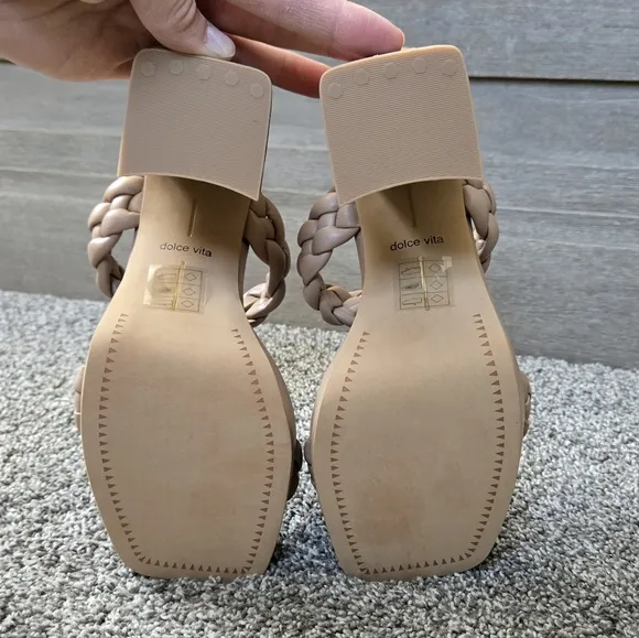 Dolce Vita Ashby Cafe Stella Women's Tan Braided Block Heel Sandals NEW size 7