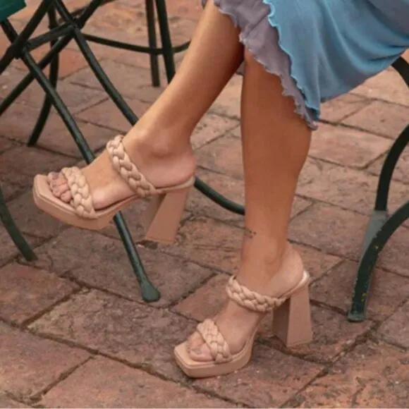 Dolce Vita Ashby Cafe Stella Women's Tan Braided Block Heel Sandals NEW size 7