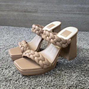 Dolce Vita Ashby Cafe Stella Women's Tan Braided Block Heel Sandals NEW size 7