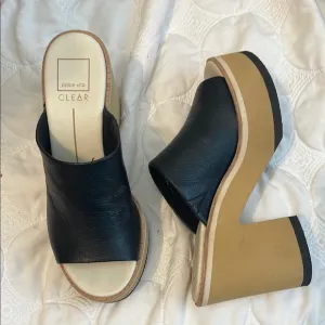 Dolce Vita Black Leather Platform Sandals