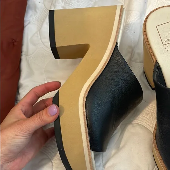 Dolce Vita Black Leather Platform Sandals