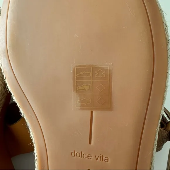 Dolce Vita Canyon Tan Leather Silver Buckle Platform Slide Sandals Size 9.5
