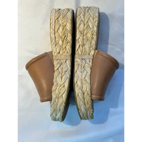 Dolce Vita Chavi Raffia platform Slide Sandals Size 9.5 NWT Tan