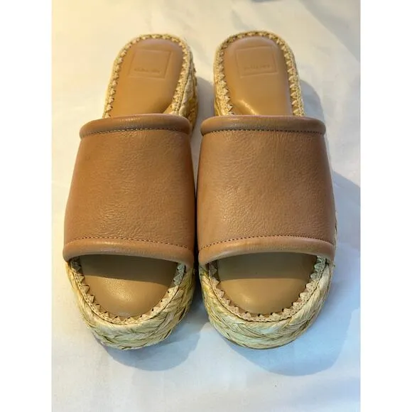 Dolce Vita Chavi Raffia platform Slide Sandals Size 9.5 NWT Tan