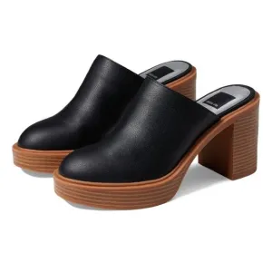 Dolce Vita Crista Black Leather Heeled Mules