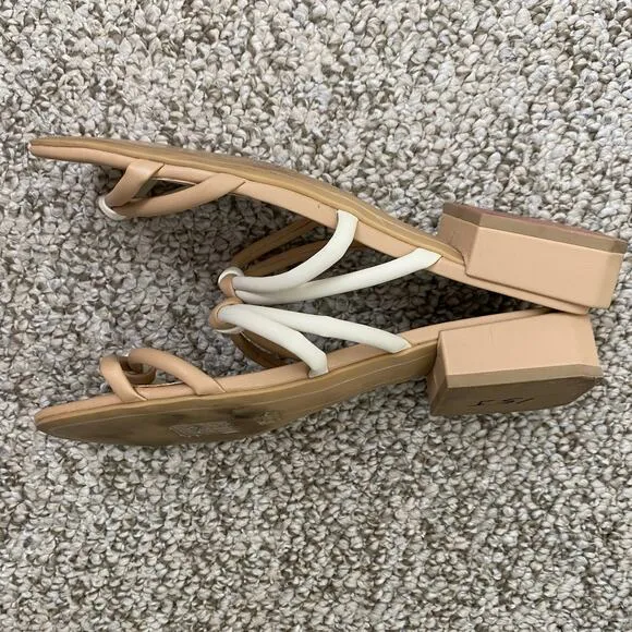 Dolce Vita Hansin Sandals Size 8.5 Cafe Beige White Strappy Low Heel Casual