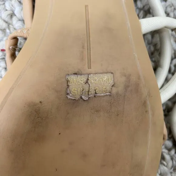 Dolce Vita Hansin Sandals Size 8.5 Cafe Beige White Strappy Low Heel Casual