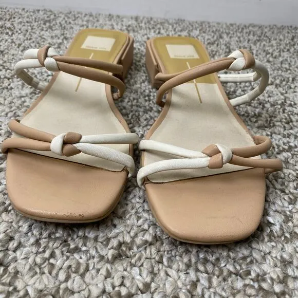 Dolce Vita Hansin Sandals Size 8.5 Cafe Beige White Strappy Low Heel Casual