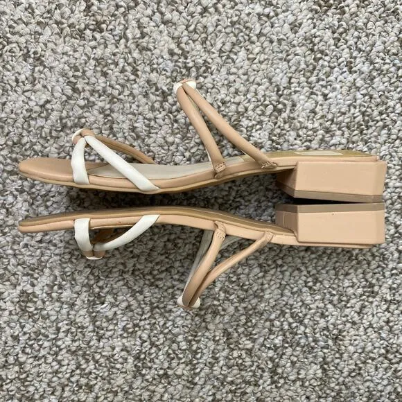 Dolce Vita Hansin Sandals Size 8.5 Cafe Beige White Strappy Low Heel Casual