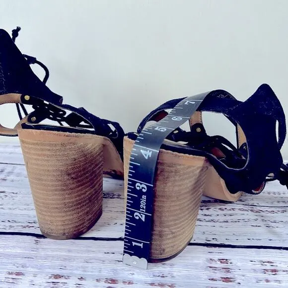 Dolce Vita Lyndon Lace Up Suede Block Heel Sandals size 9.5