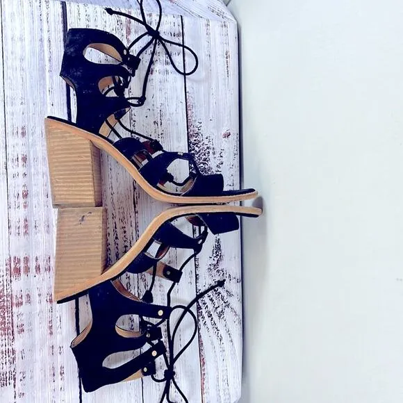 Dolce Vita Lyndon Lace Up Suede Block Heel Sandals size 9.5