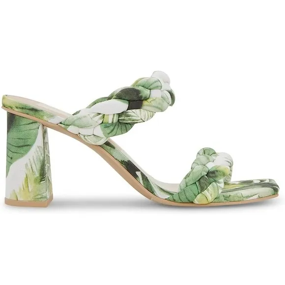 Dolce Vita Paily Green Floral Braided Straps Slip On Heeled Sandals Size Various