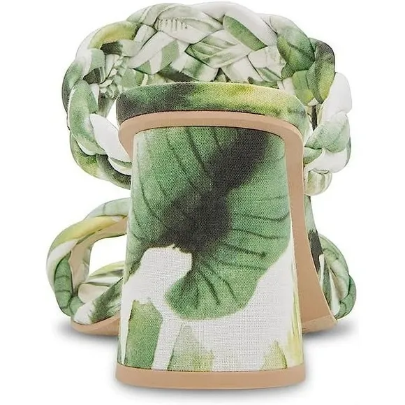 Dolce Vita Paily Green Floral Braided Straps Slip On Heeled Sandals Size Various