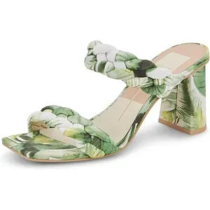 Dolce Vita Paily Green Floral Braided Straps Slip On Heeled Sandals Size Various